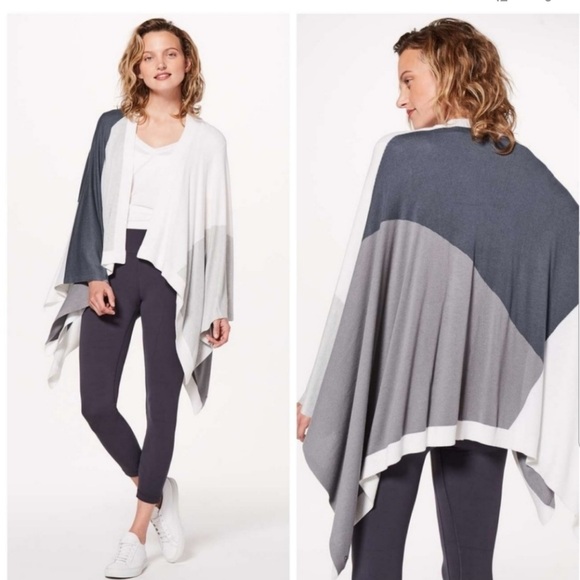 14. Lululemon Gray Color Block Hatha Wrap Sweater - Picture 2 of 16